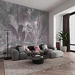 Wall mural Textured leaves with muted purple tones