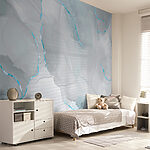Wall mural Blue veins on icy white texture