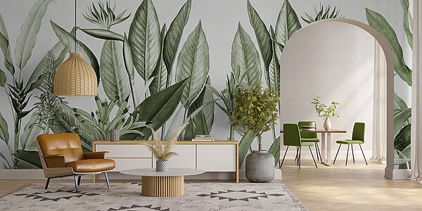 Wall mural Wall mural Lush tropical foliage illustration (SKU: u96833v2)