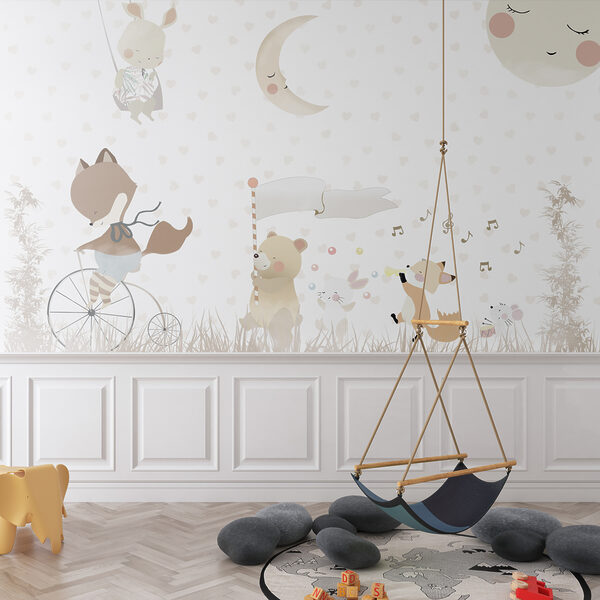 Cartoon of a bear holding a candy cane Wall murals Cartoon of a bear holding a candy cane
