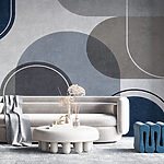 Wall murals Blue and white circle