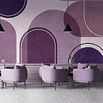 Wall mural Purple and white background with ovals and ovals