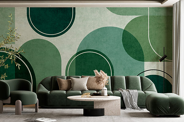 Green and white background with ovals and ovals Wall murals Green and white background with ovals and ovals