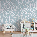 Wall mural White lines on a blue background