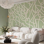 Wall mural White lines on a green background