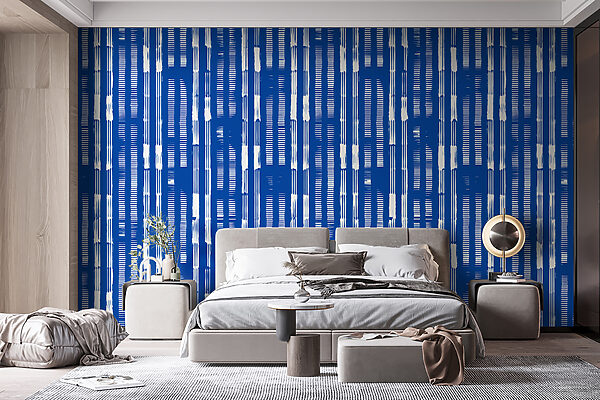 Wall mural Blue and white striped pattern