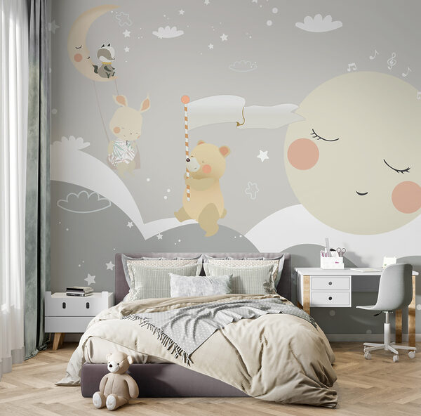 White star on a grey background Wall murals White star on a grey background