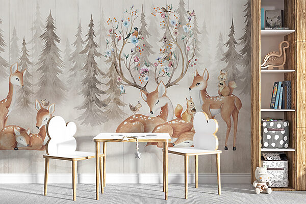 Bird sitting on a deer Wall murals Bird sitting on a deer