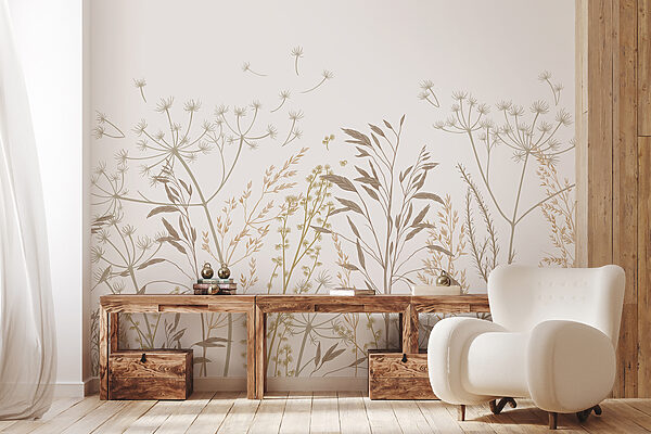 Brown leaf on a white background Wall murals Brown leaf on a white background
