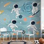 Wall murals Cartoon of an astronaut on a surfboard