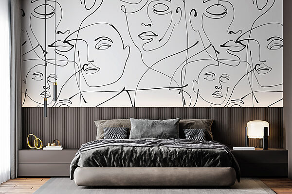 Drawing of a woman’s face Wall murals Drawing of a woman’s face