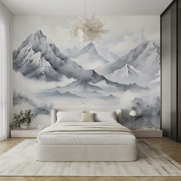 Landscape of mountains and clouds Wall murals Landscape of mountains and clouds