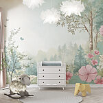 Wall murals Butterflies flutter in serene landscape.