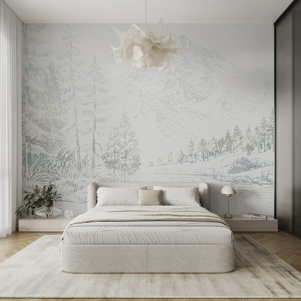 Drawing of a mountain Wall murals Drawing of a mountain