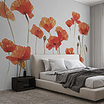 Wall murals Red poppies dancing in the breeze.