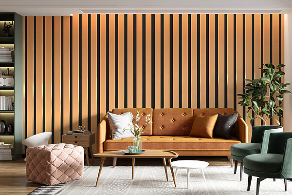 Wall mural Wall mural Black and orange vertical lines (SKU: u99471)