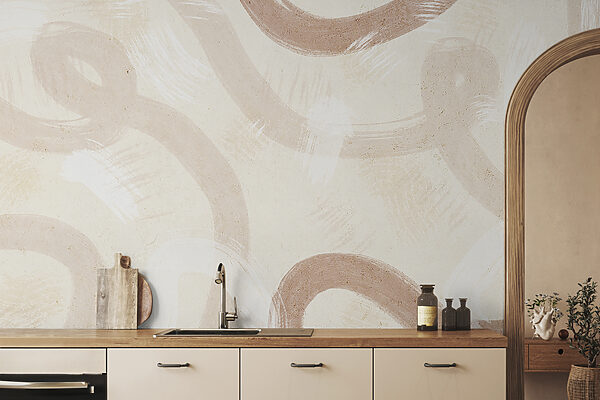 Brown brush stroke on a white surface Wall mural Brown brush stroke on a white surface