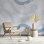Wall murals Blue brush stroke on a white surface