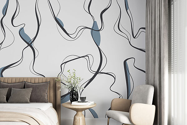Abstract lines with blue accents Wall mural Abstract lines with blue accents