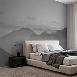 Wall murals Black and white image of mountains
