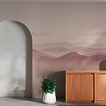 Wall murals Misty mountain landscape at sunrise.