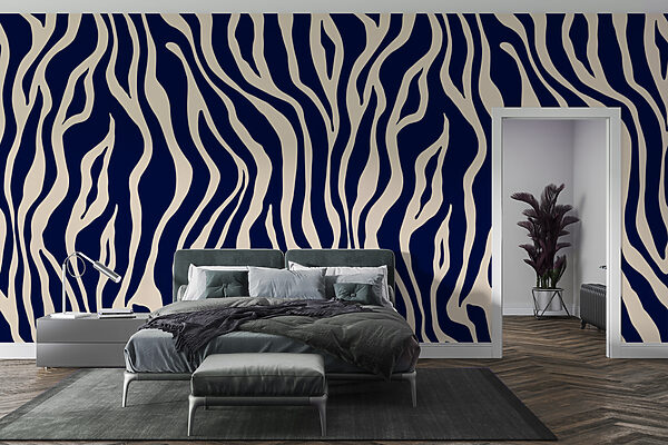 Wall murals Wall murals Blue and cream zebra pattern design (SKU: u99173v1)