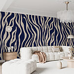 Wall mural Blue and cream zebra pattern design