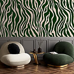Wall mural Green and white zebra print