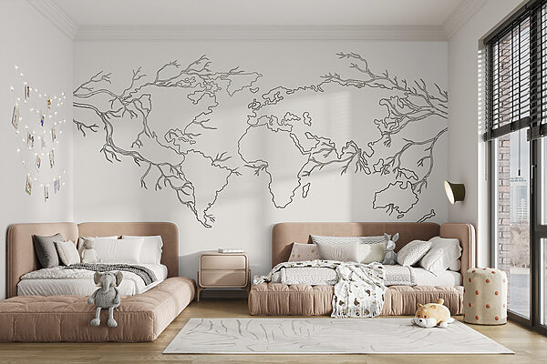 Map of the world Wall murals Map of the world