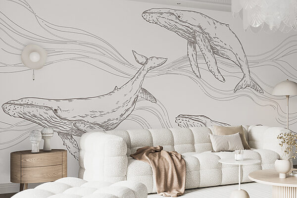 Whale and humpback whale Wall murals Whale and humpback whale