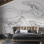 Wall murals Group of whales swimming in the water