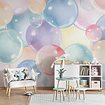 Wall murals Colorful bubbles floating in harmony
