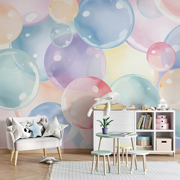 Colorful bubbles floating in harmony Wall murals Colorful bubbles floating in harmony