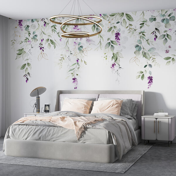 Purple flowers on a white background Wall murals Purple flowers on a white background
