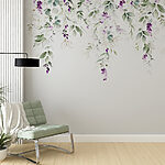 Wall mural Purple flowers on a white background