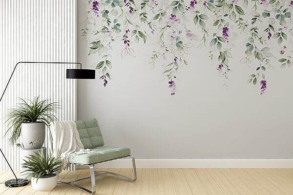 Wall mural Wall mural Purple flowers on a white background (SKU: u99687)