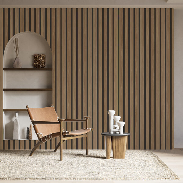 Wall murals Wooden slats pattern with shadows