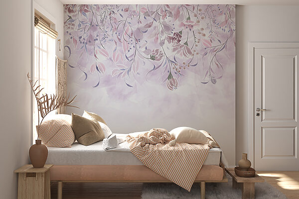 Wall mural Wall mural Delicate floral watercolor illustration design (SKU: w00072)