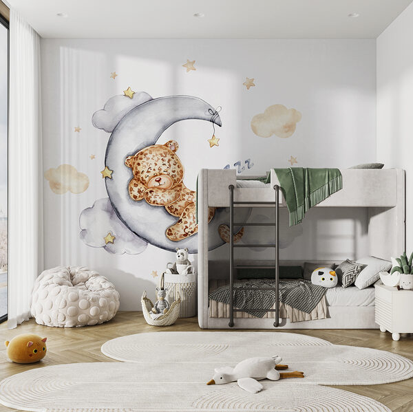 Teddy bear sleeping on the moon Wall murals Teddy bear sleeping on the moon