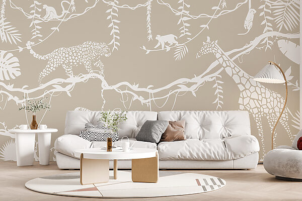 White spotted cheetah on a branch Wall murals White spotted cheetah on a branch