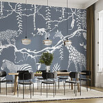 Wall murals Wallpaper with zebras and giraffes