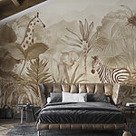 Wall murals Jungle animals in sepia tones.