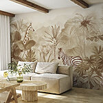 Wall mural Jungle animals in sepia tones