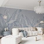 Wall murals Silver leaves with gentle curves.