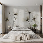 Wall mural Transparent flowers on a white background