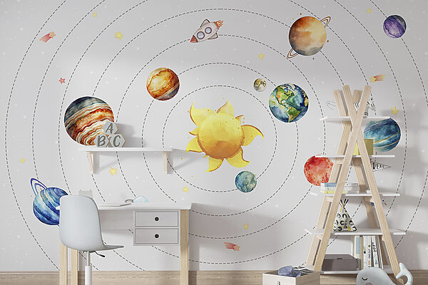 Watercolor of a planet Wall murals Watercolor of a planet