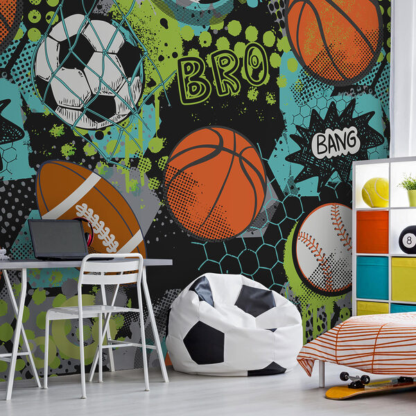 Sports collage with vibrant colors Wall murals Sports collage with vibrant colors