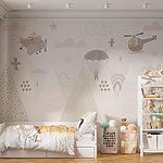 Wall mural Cartoon mouse in a plane
