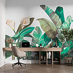 Wall mural Lush tropical leaves and blooms flourish