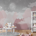 Wall mural Moon and stars in the sky